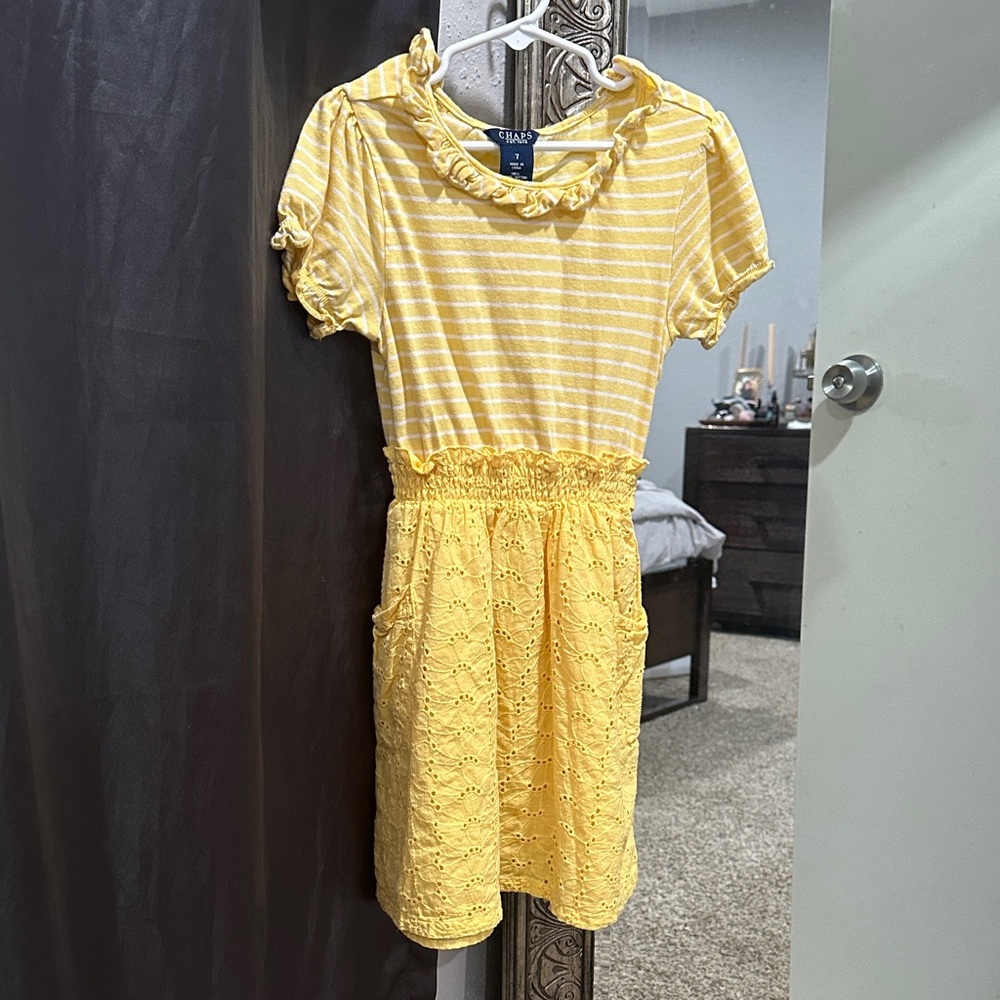 Charming Yellow Striped Kids Dress